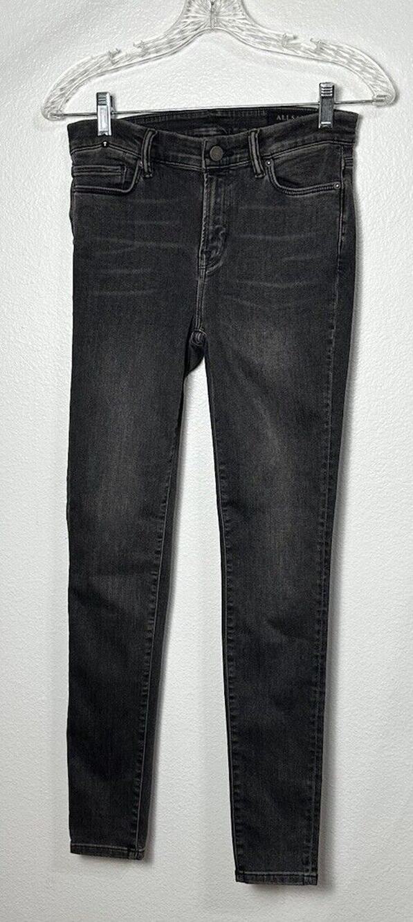 All Saints Women’s Black Faded Grace Jeans Stretch Size 28 Made In Turkey # 1012